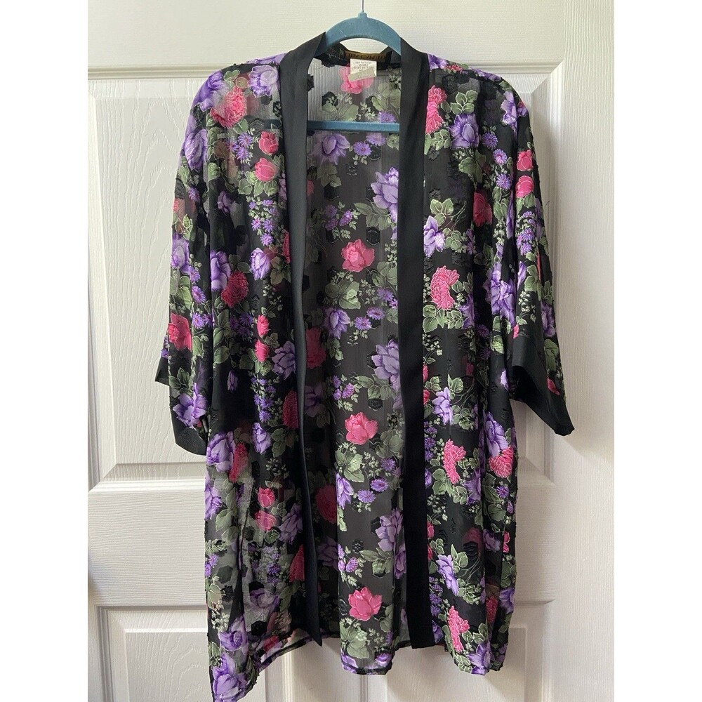 Vintage Designer Lida Camputo Semi Sheer Floral Shrug Womens Large Made in USA